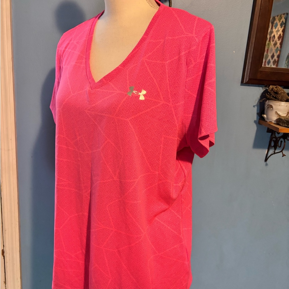 Under Armour, Neon Pink, V-Neck, Tee - Picture 4 of 7
